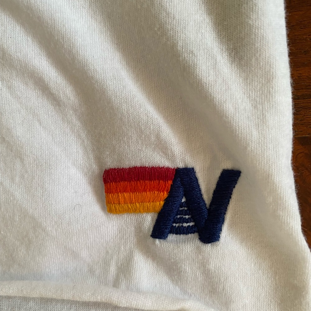 Aviator Nation rainbow shirt super comfy 2 tiny little spots barely notice. - Picture 7 of 7